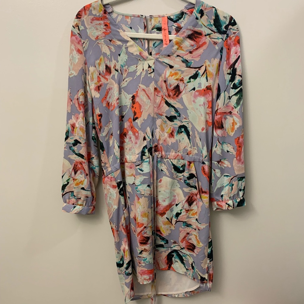 Eight Sixty Lavender Floral Sinch-waist Dress